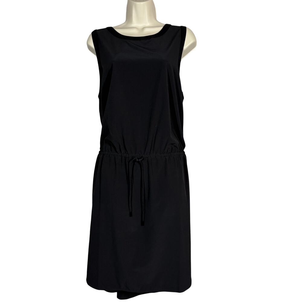 Athleta Rincon Tank Dress Loose Fit Sport Casual Black Drawstring Sleeveless L